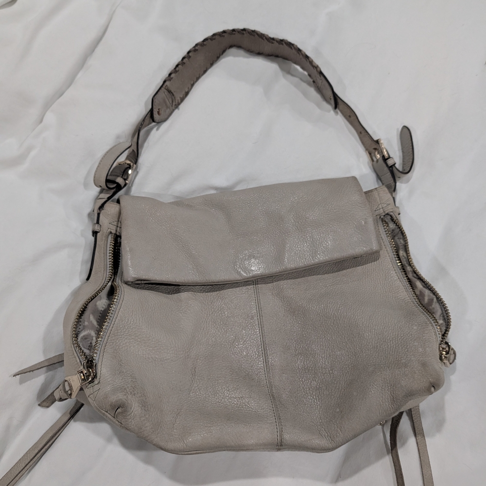 Gray Leather Hobo Bag